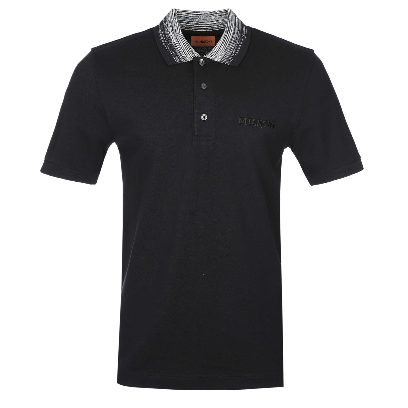 Missoni Stripe Collar Polo Shirt in Black