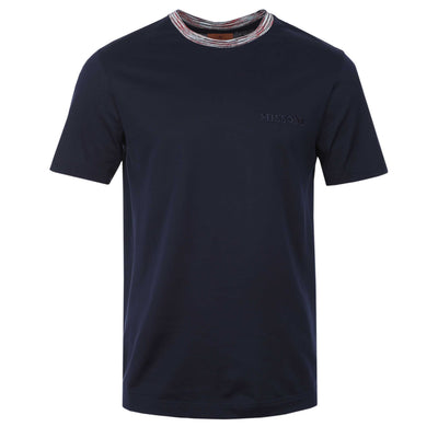Missoni Stripe Contrasting Collar T-Shirt in Navy
