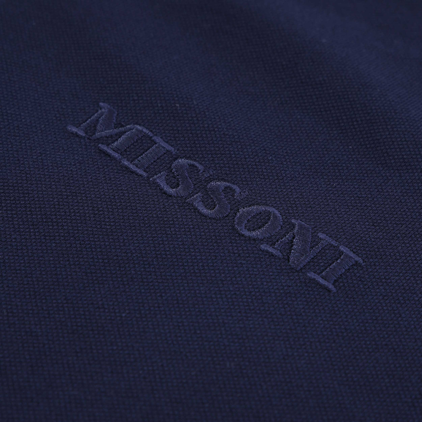 Missoni White Stripe Collar Polo Shirt in Navy Logo