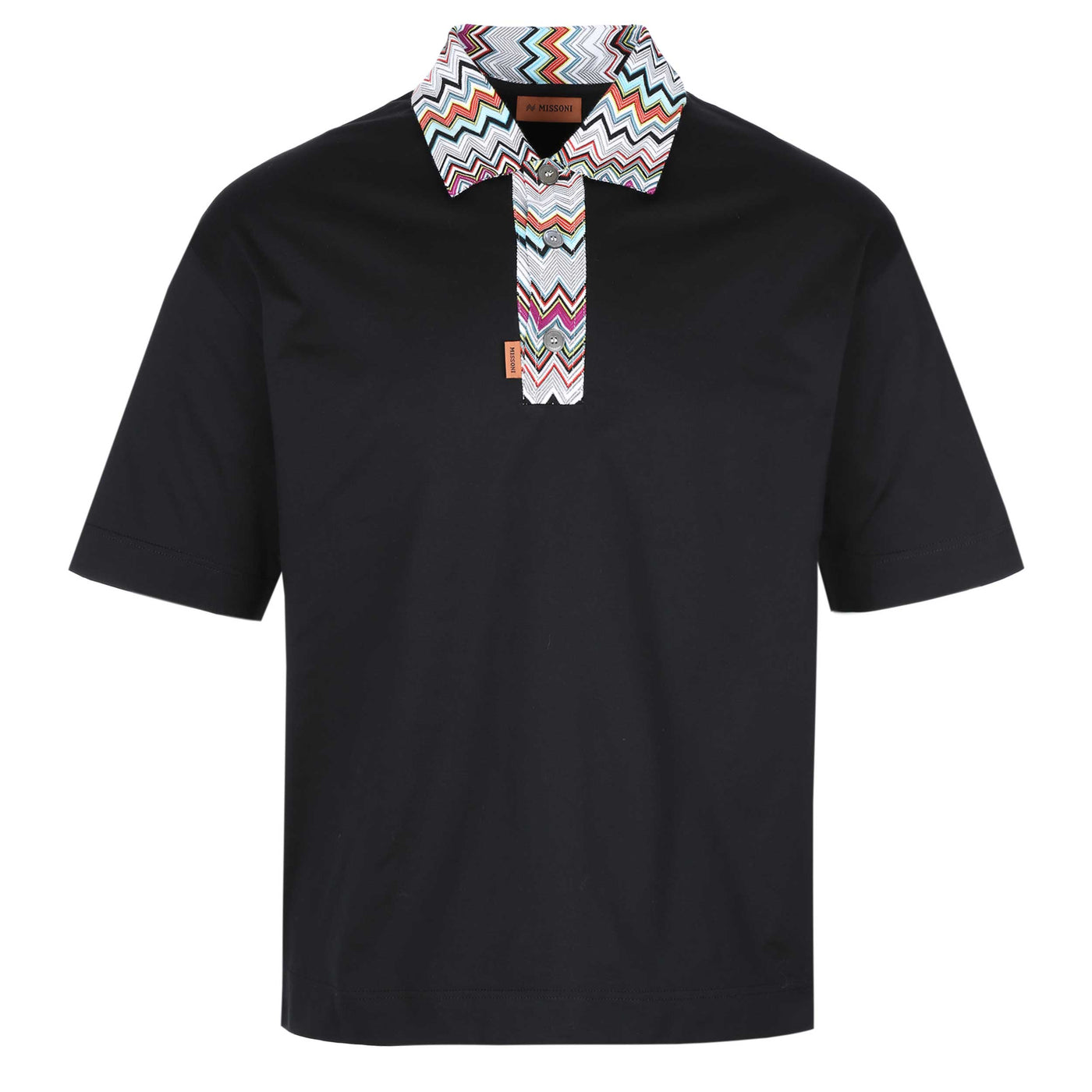 Missoni Zig Zag Collar Polo Shirt in Black
