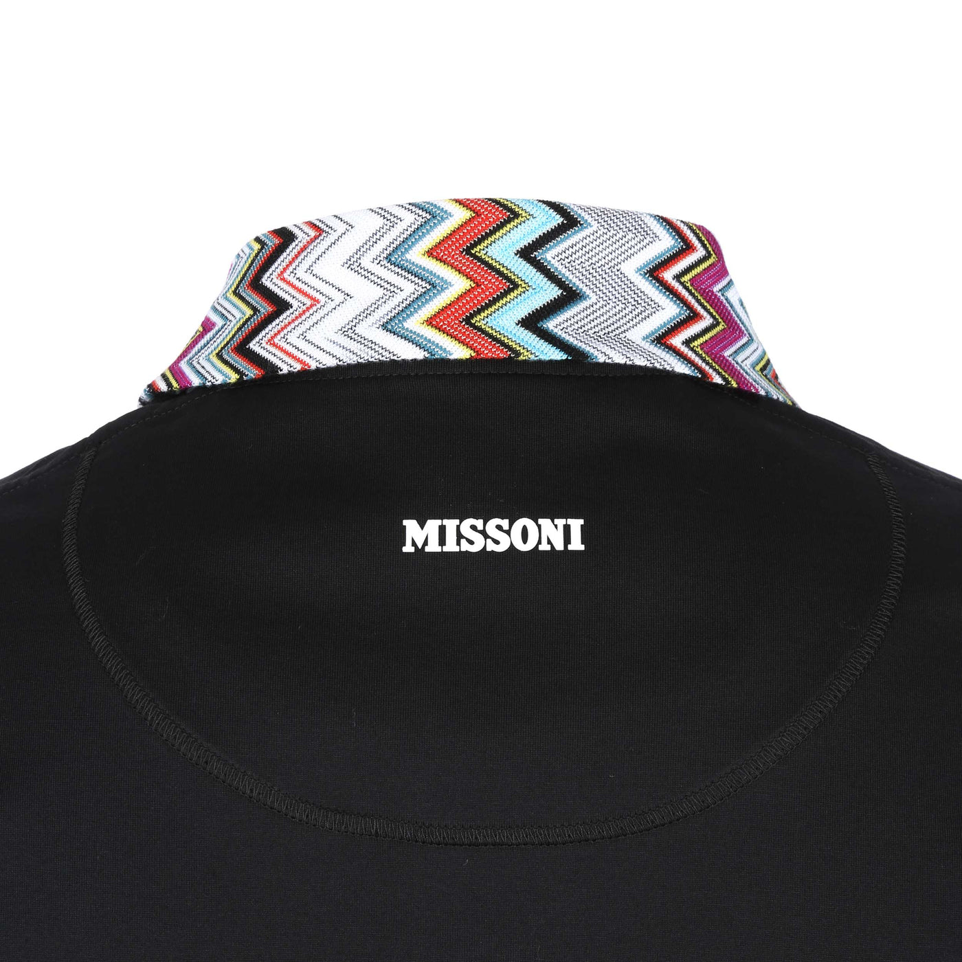 Missoni Zig Zag Collar Polo Shirt in Black Neck Logo