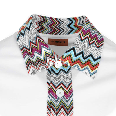 Missoni Zig Zag Collar Polo Shirt in White Collar