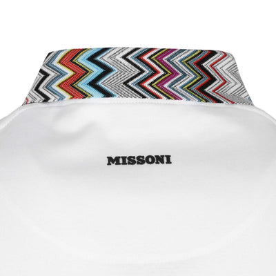 Missoni Zig Zag Collar Polo Shirt in White Neck Logo