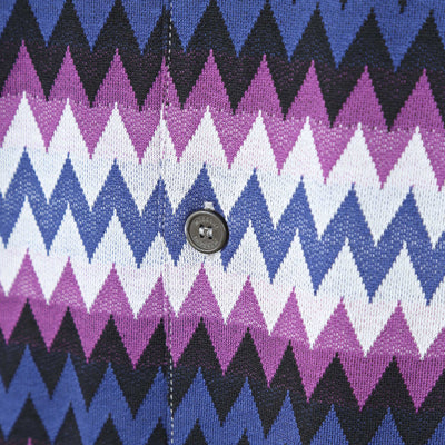 Missoni Zig Zag Short Sleeve Shirt Blue & Purple Button