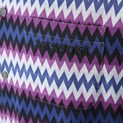 Missoni Zig Zag Short Sleeve Shirt Blue & Purple Logo