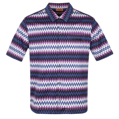 Missoni Zig Zag Short Sleeve Shirt Blue & Purple