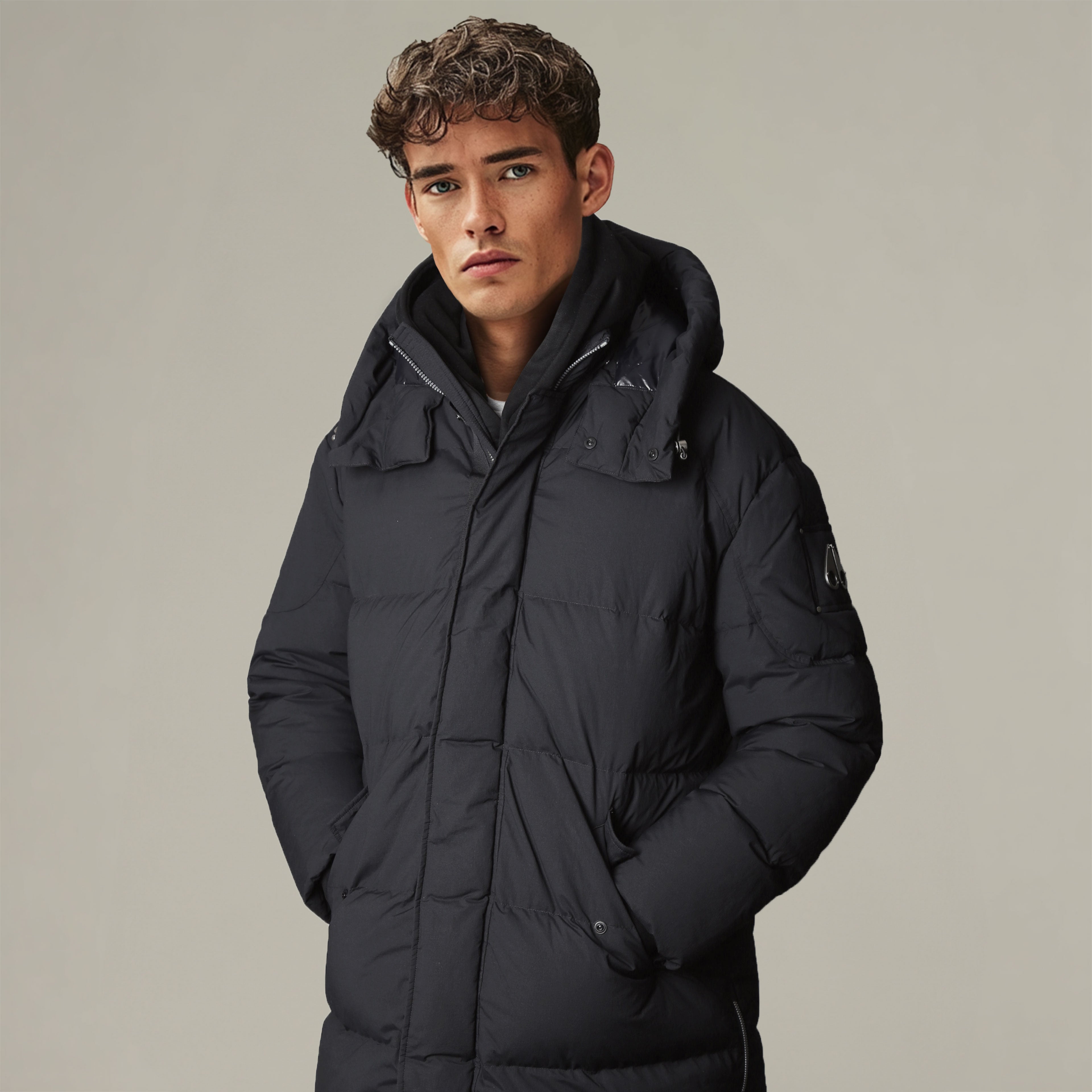 Moose Knuckles Everest Long Puffer Jacket in Black