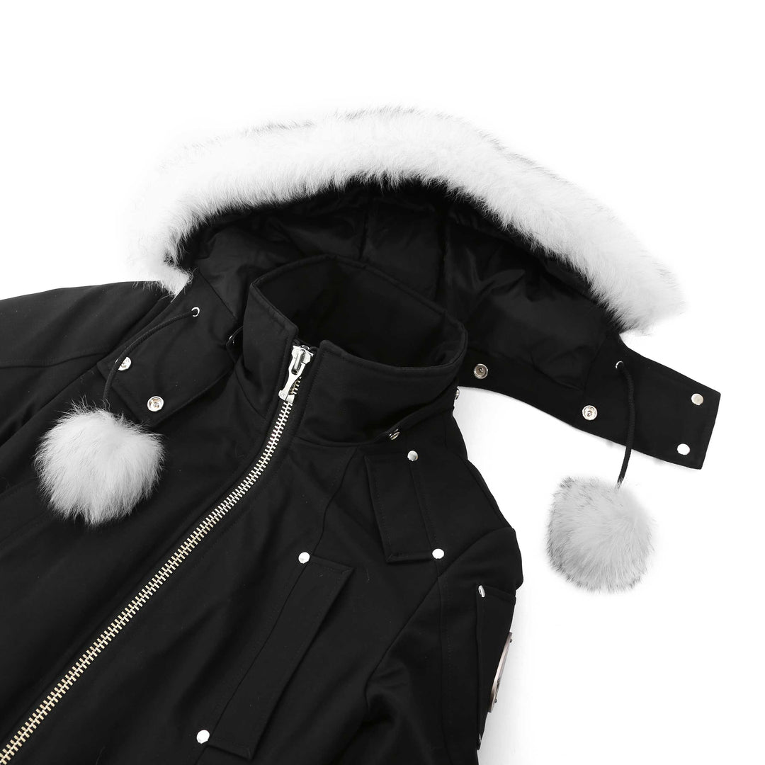 Black jacket with white hood 2025