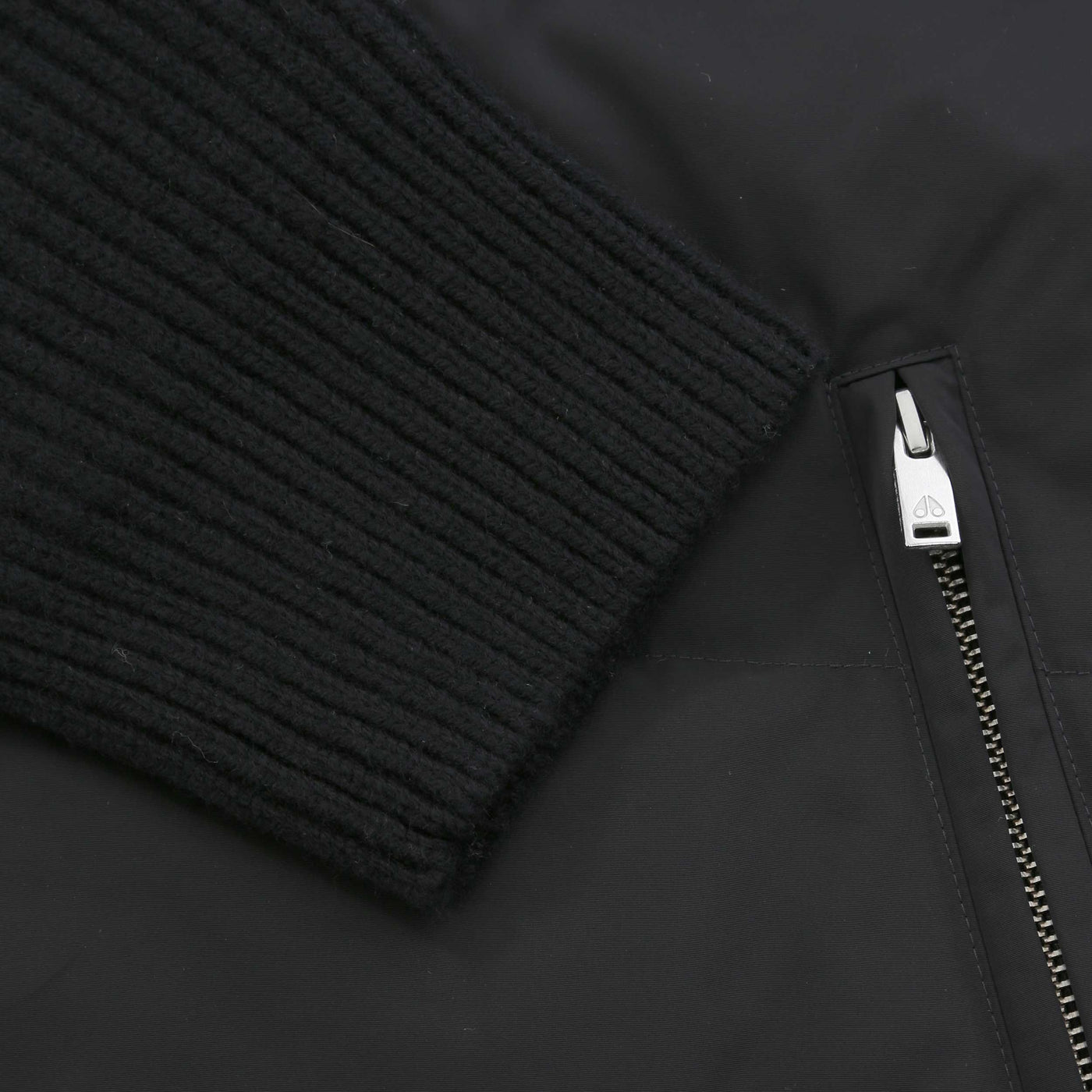 Moose Knuckles Glenvale Knit Hybrid Jacket in Black Cuff
