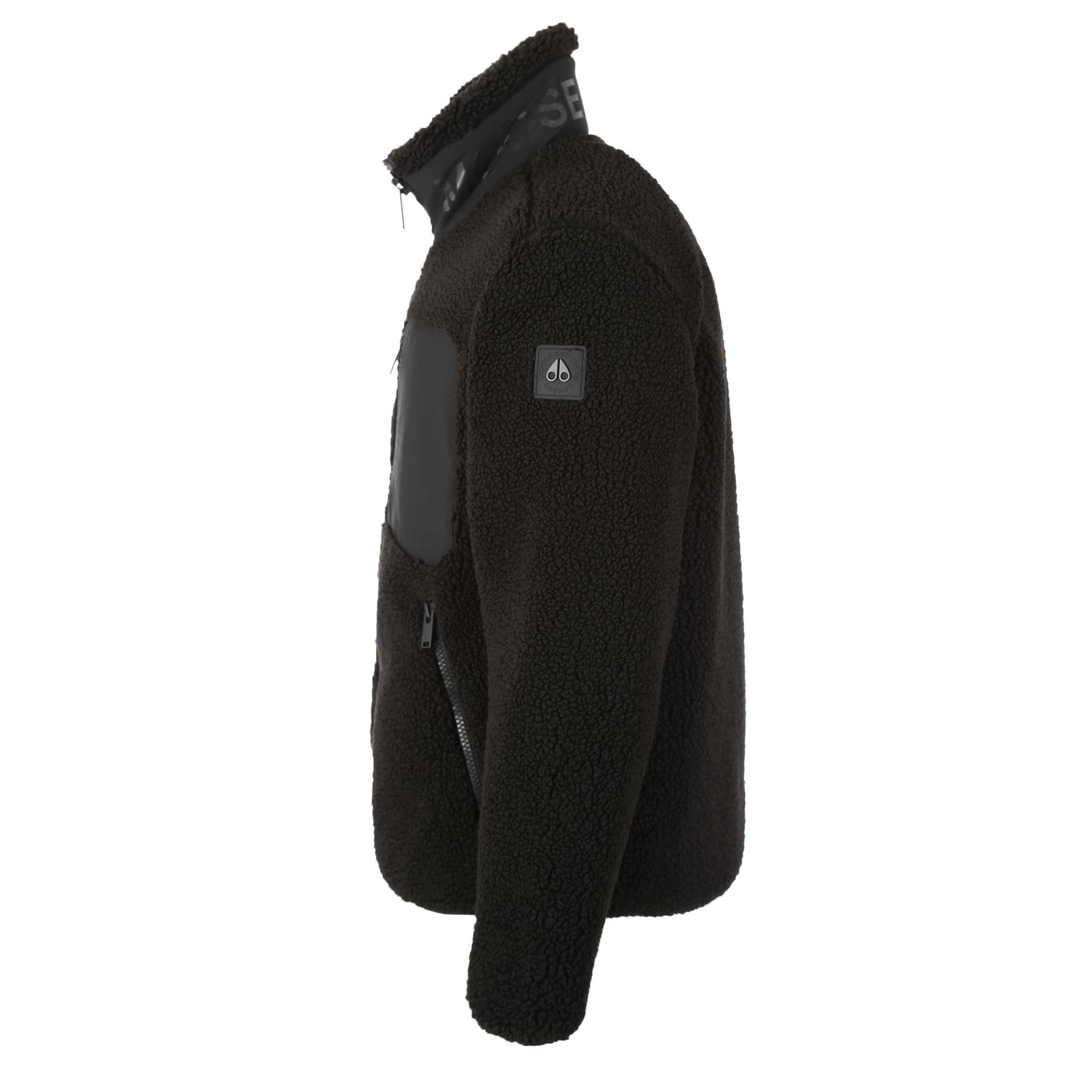 Moose Knuckles Saglek Zip Up Fleece Jacket in Black Side