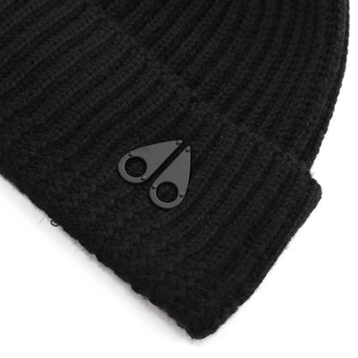 Moose Knuckles Trimble Skull Cap Beanie Hat in Black Logo