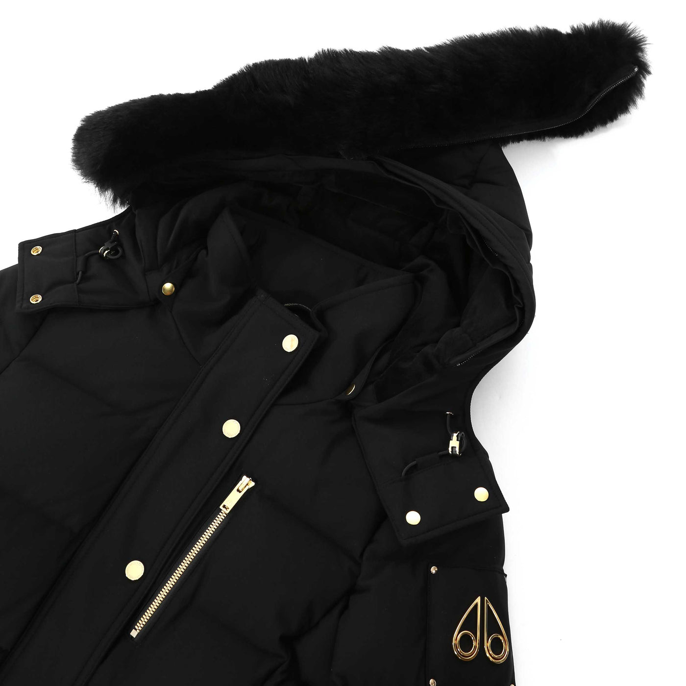 Moose Knuckles Watershed Parka Ladies Jacket in Black & Gold Detachable Fur
