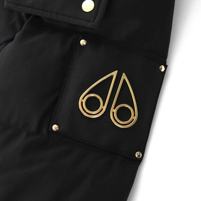 Moose Knuckles Watershed Parka Ladies Jacket in Black & Gold Logo