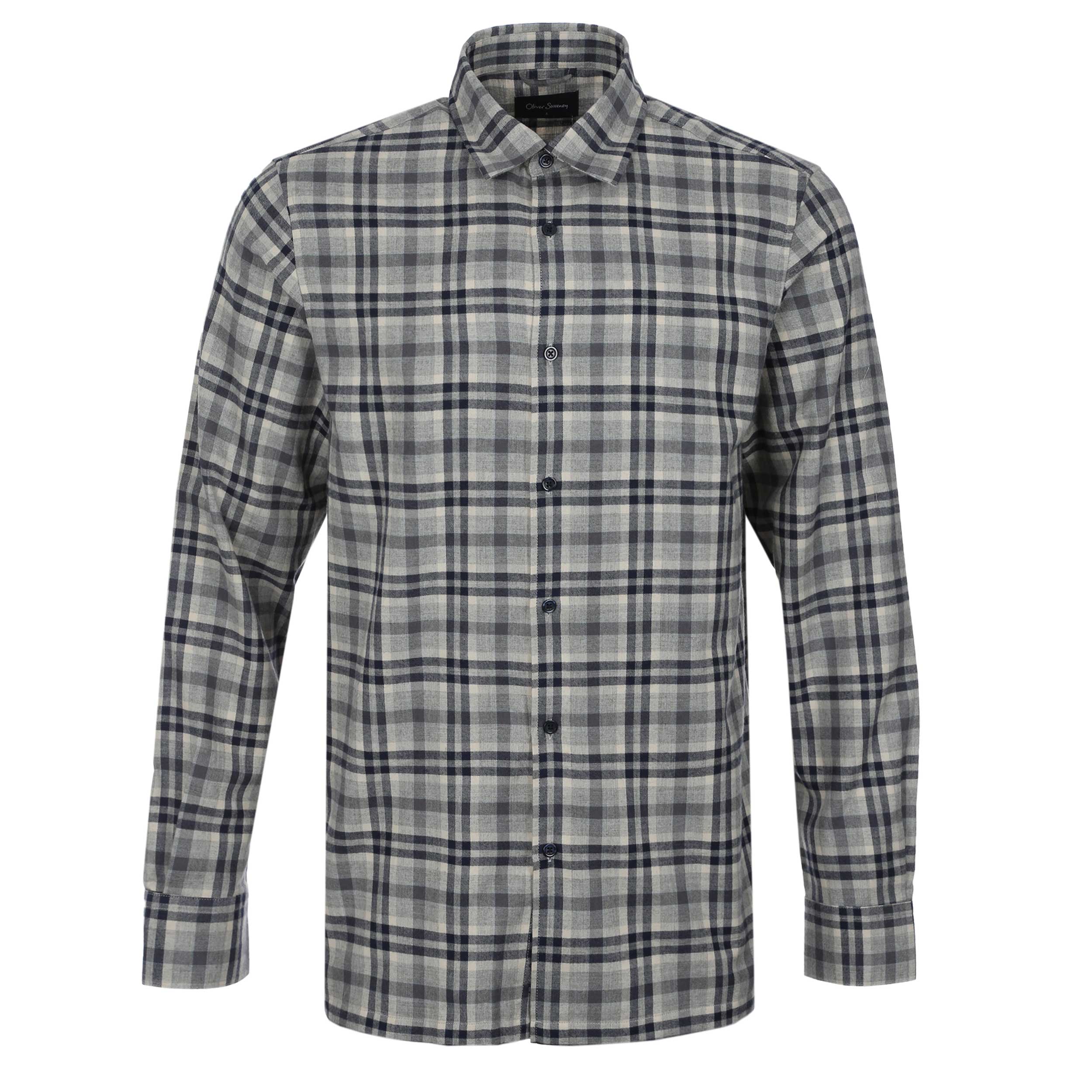 Oliver Sweeney Barnham Shirt in Navy Grey Check