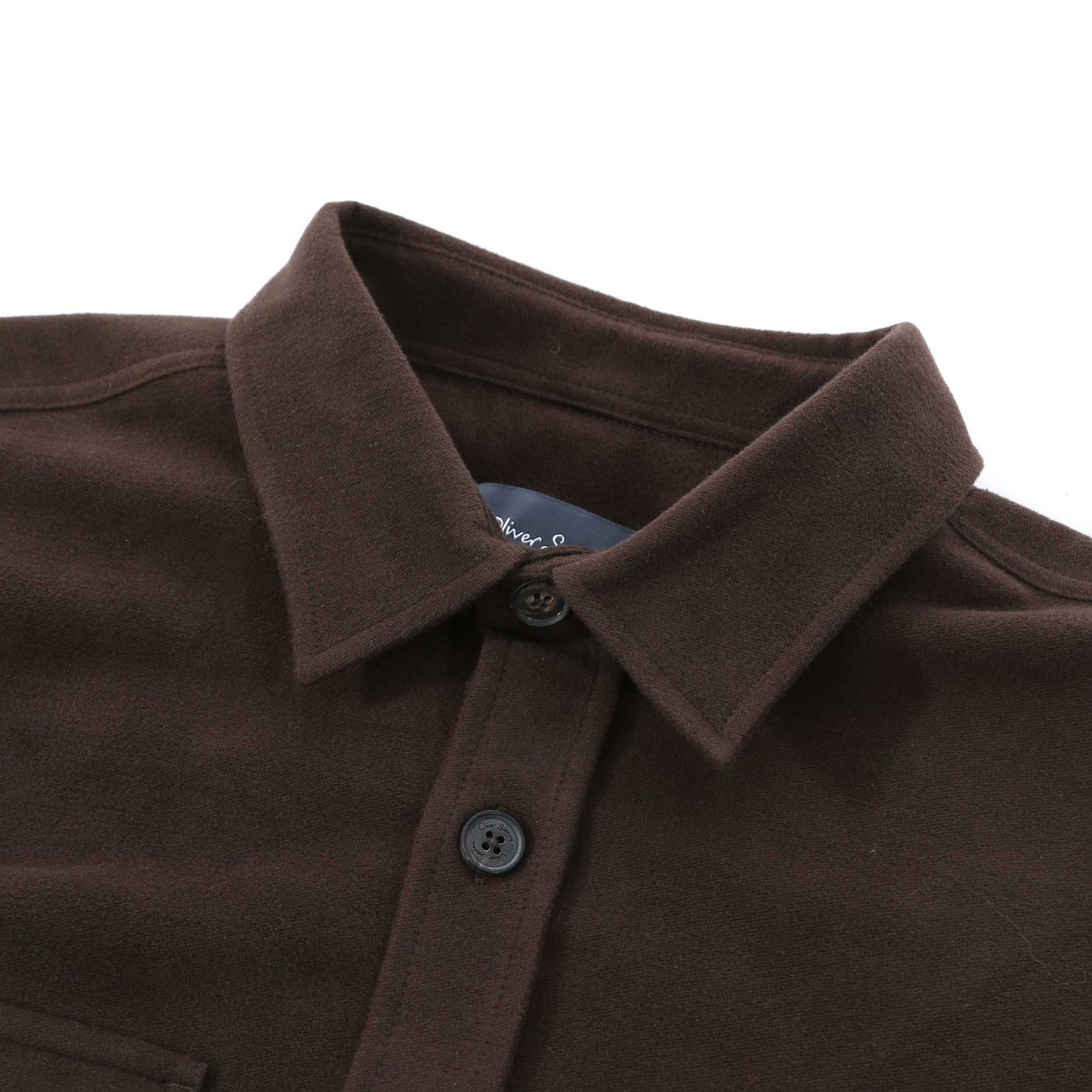 Oliver Sweeney Brahalish Moleskin Overshirt in Brown Collar
