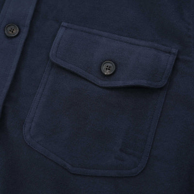 Oliver Sweeney Brahalish Moleskin Overshirt in Navy Chest Pocket