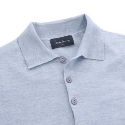 Oliver Sweeney Covehithe Polo Knitwear in Light Blue Placket