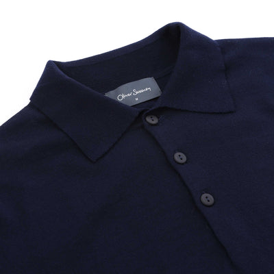 Oliver Sweeney Covehithe Polo Knitwear in Navy Placket