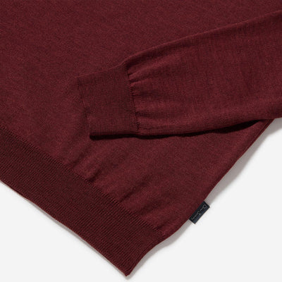 Oliver Sweeney Curragh 1/4 Zip Knitwear in Mulberry Marl Logo Tab
