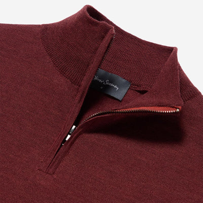 Oliver Sweeney Curragh 1/4 Zip Knitwear in Mulberry Marl Placket