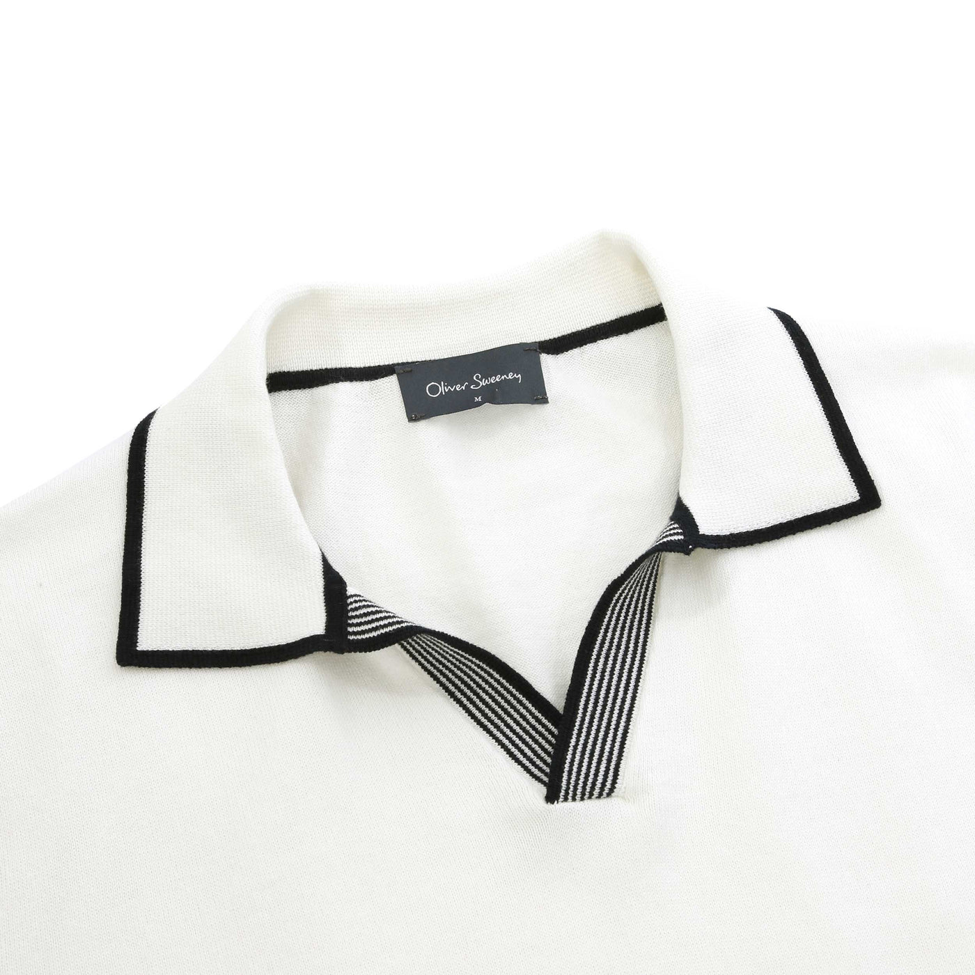 Oliver Sweeney Garras Knit Polo Shirt in Ecru Placket