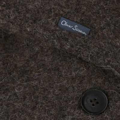 Oliver Sweeney Heywood Knitted Overshirt in Chocolate Logo Tab