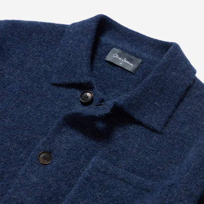 Oliver Sweeney Heywood Knitted Overshirt in Navy Collar