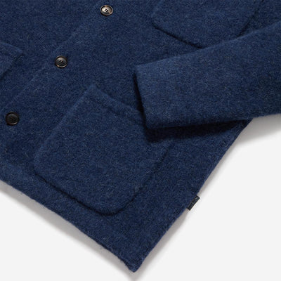 Oliver Sweeney Heywood Knitted Overshirt in Navy Logo Tab