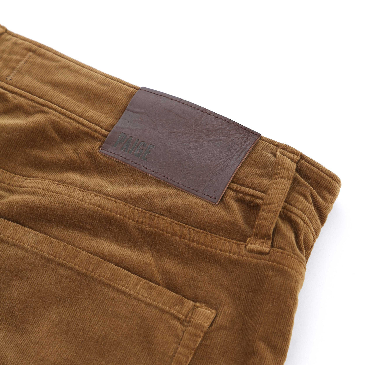 Paige Lennox Corduroy Trouser in Golden Sunset Tan Logo Badge