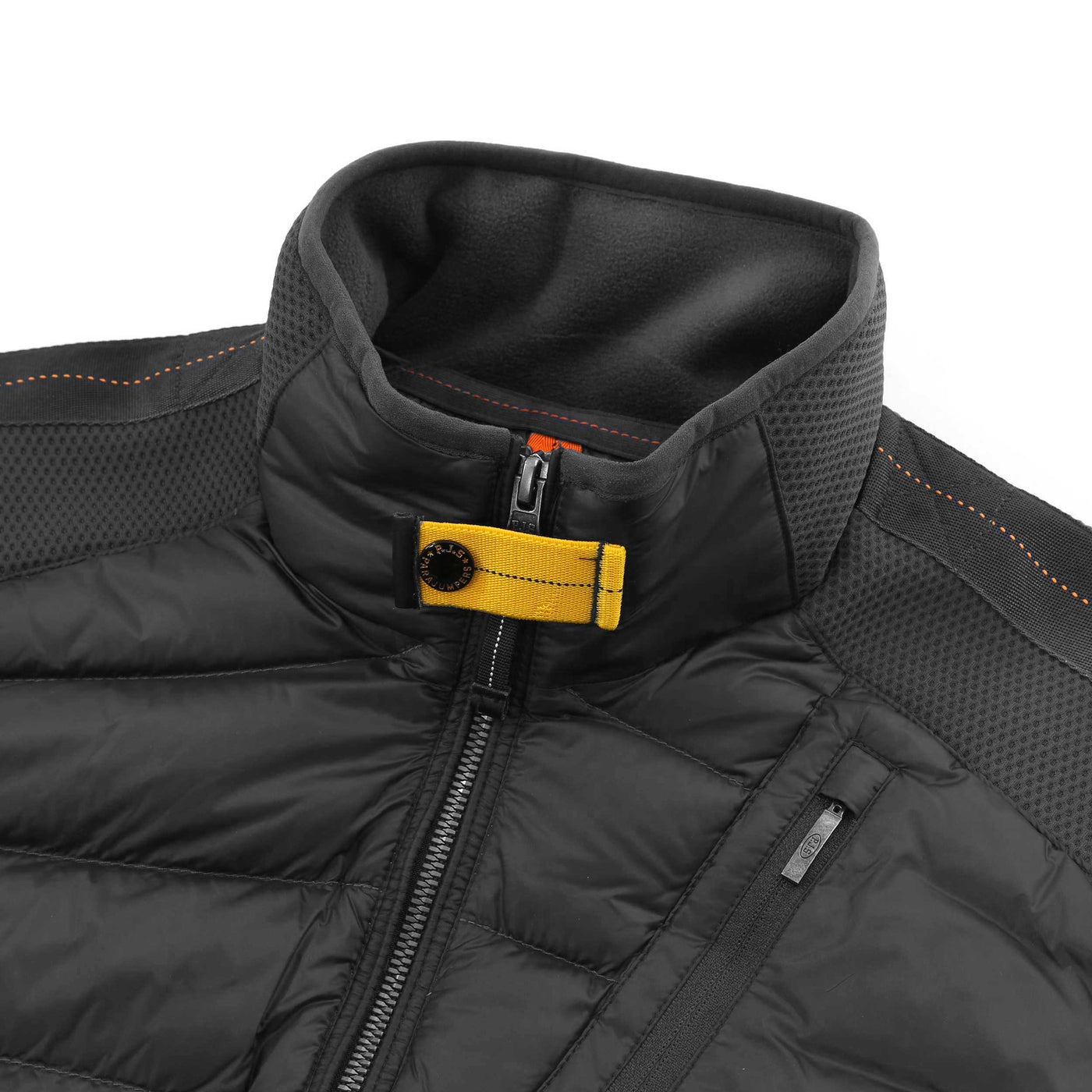 Parajumpers Jayden Quilted Fleece Jacket in Black Neck