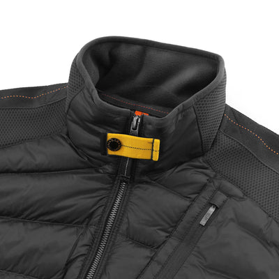 Parajumpers Jayden Quilted Fleece Jacket in Black Neck