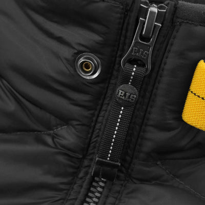 Parajumpers Jayden Quilted Fleece Jacket in Black Open Neck Strap