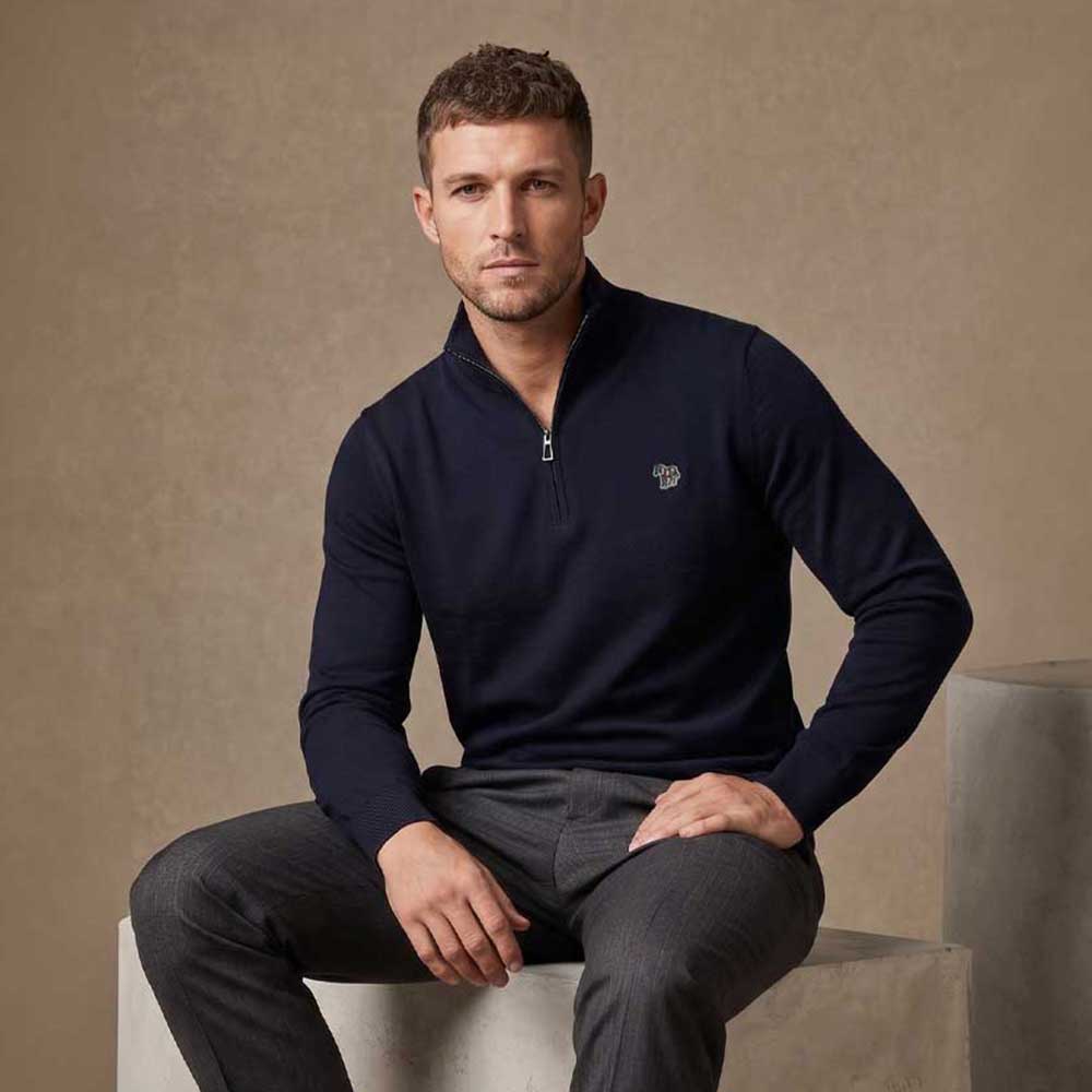 Paul Smith Zip Neck Zeb Bad Knitwear in Navy