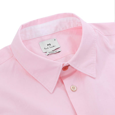 Paul Smith Casual Fit Zeb Badge SS Shirt in Pink Collar