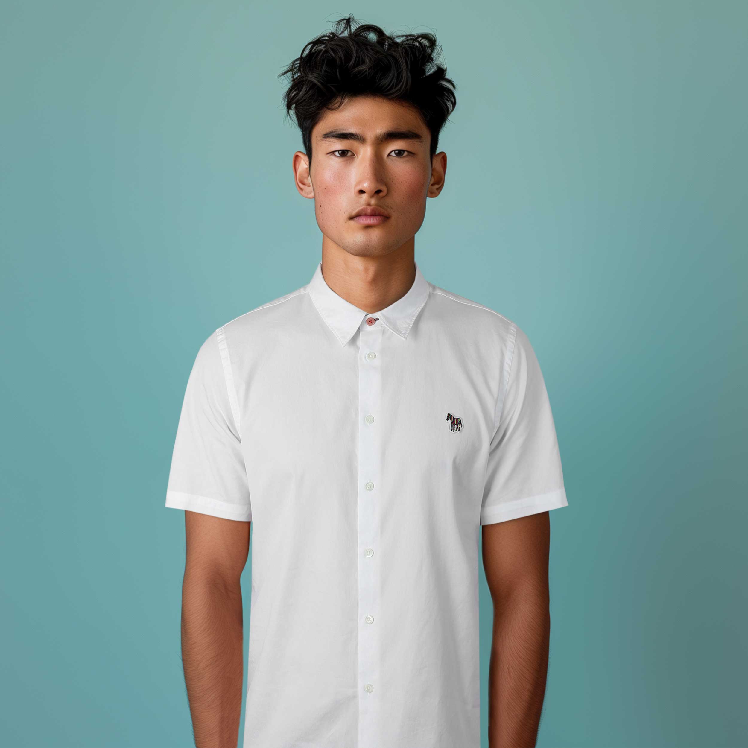 Paul Smith Casual Fit Zeb Badge SS Shirt in White