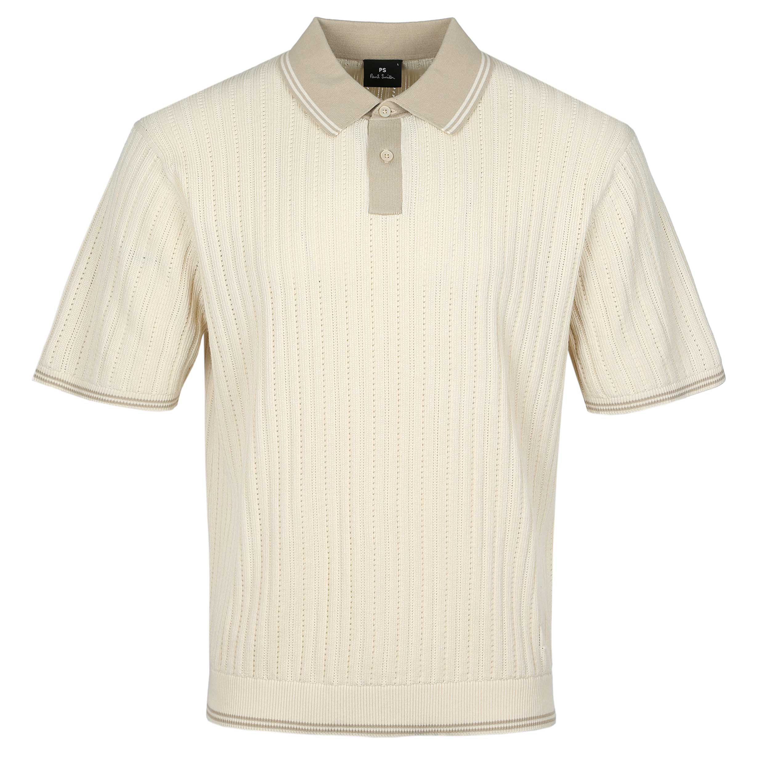 Paul Smith Contrast Collar Sweater SS Polo in Cream