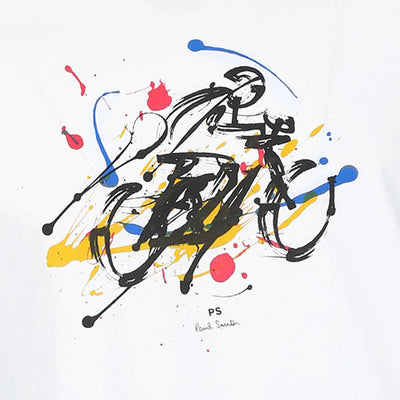 Paul Smith Cyclist T Shirt in White Print