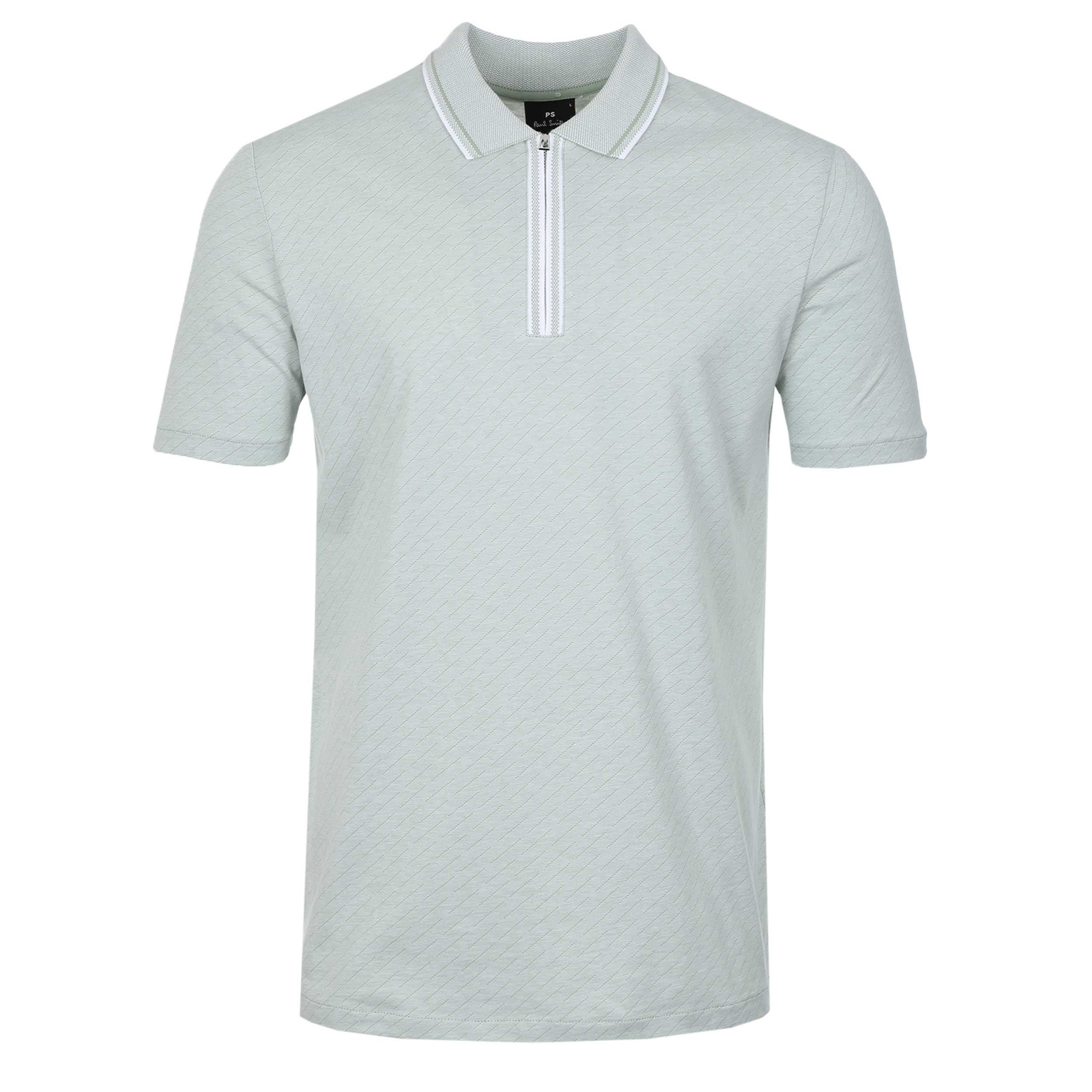 Paul Smith Diagonal Print Zip Polo Shirt in Green