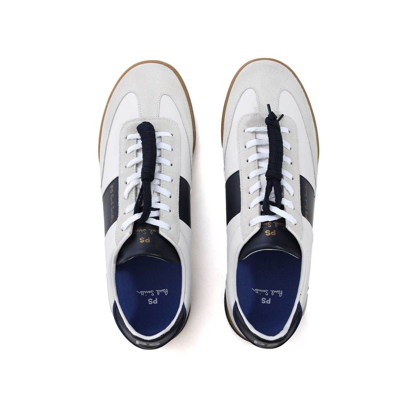 Paul Smith Dover Trainer in White & Navy Birdseye