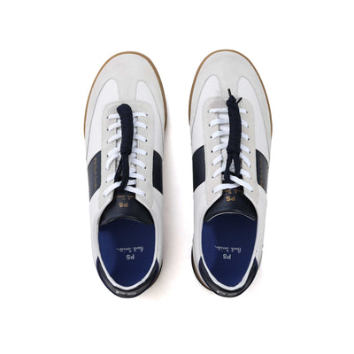 Paul Smith Dover Trainer in White & Navy Birdseye