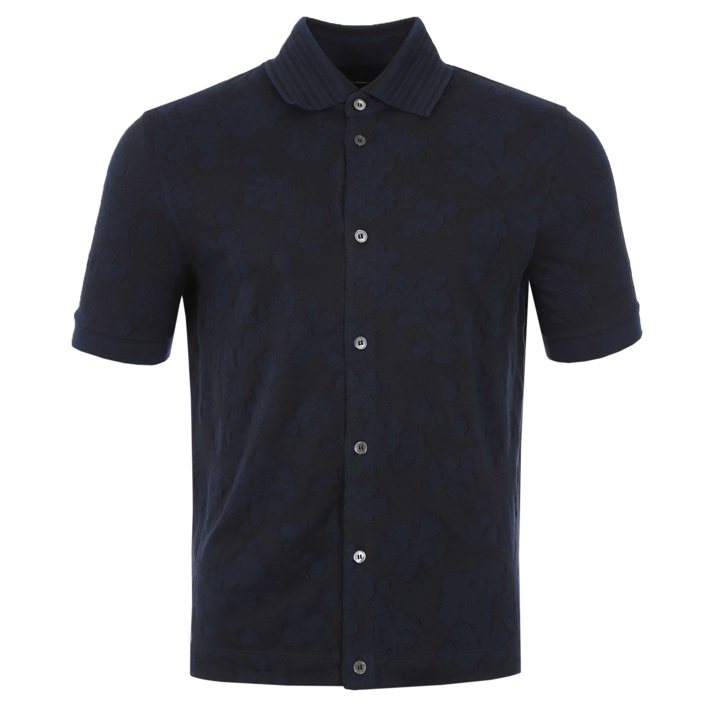 Paul Smith Floral Jacquard Polo Shirt in Dark Navy