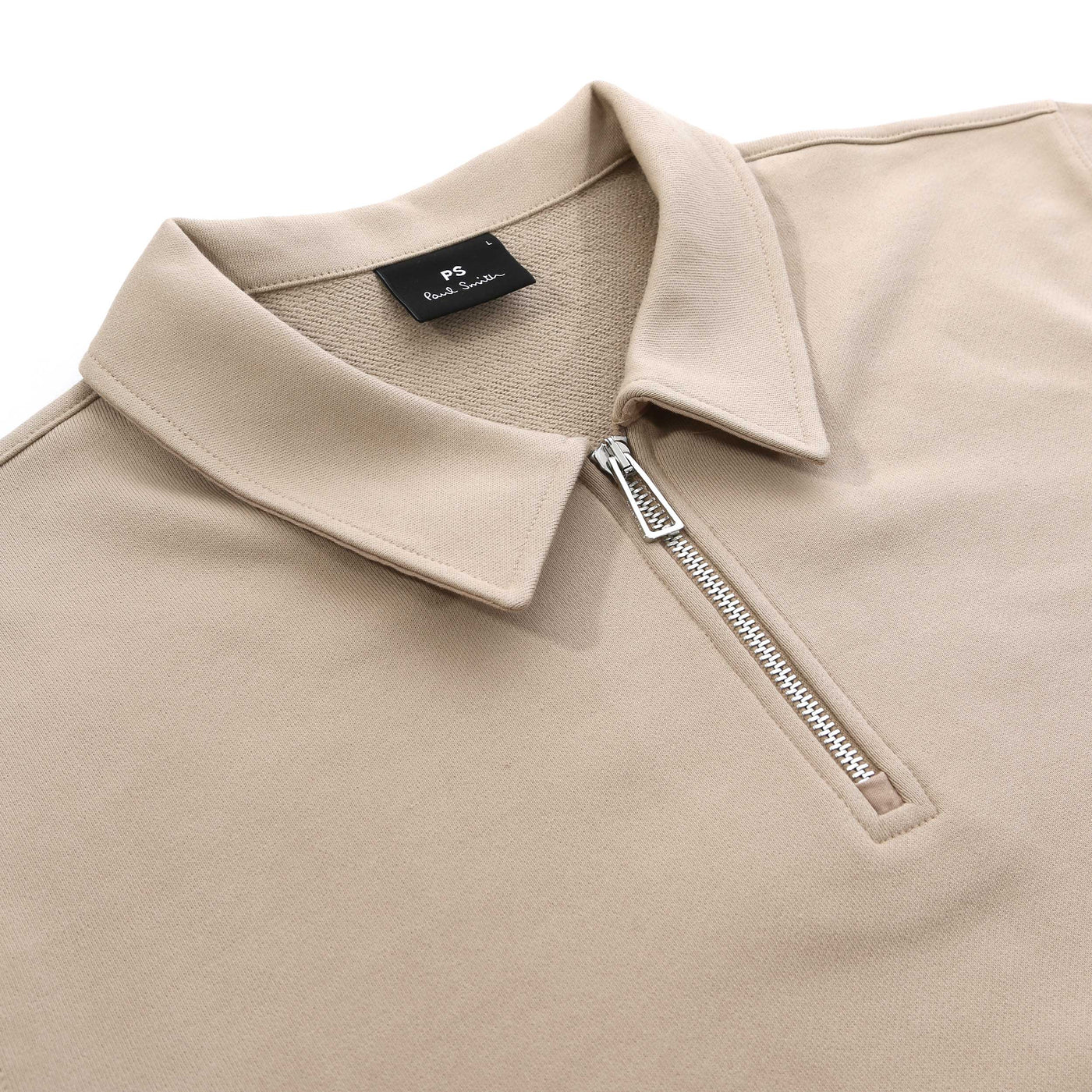 Paul Smith Half Zip Collar Sweat Top in Camel Placket