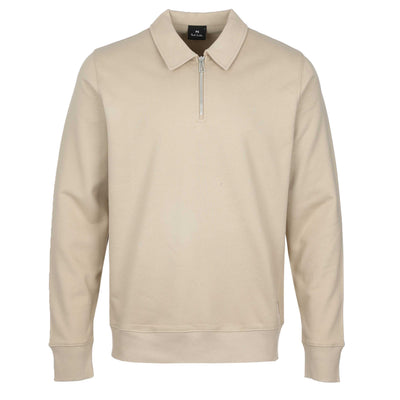 Paul Smith Half Zip Collar Sweat Top in Camel