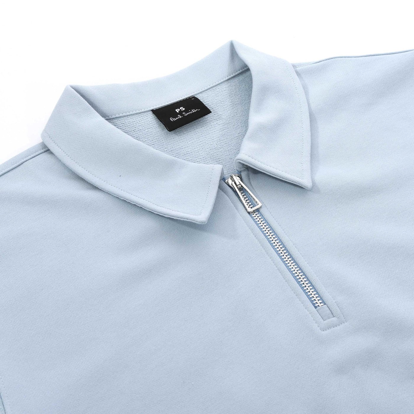 Paul Smith Half Zip Collar Sweat Top in Sky Blue Collar