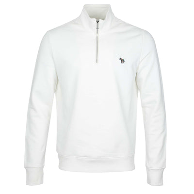 Paul Smith Half Zip Sweat Top in Off White