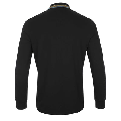 Paul Smith LS Zip Polo Shirt in Black Back
