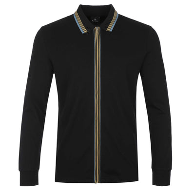 Paul Smith LS Zip Polo Shirt in Black