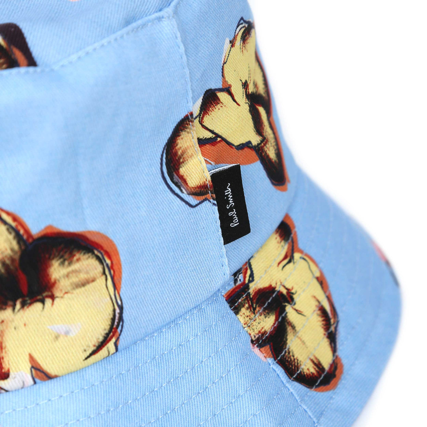 Paul Smith Orchids Bucket Hat in Cobalt Blue Logo Tab