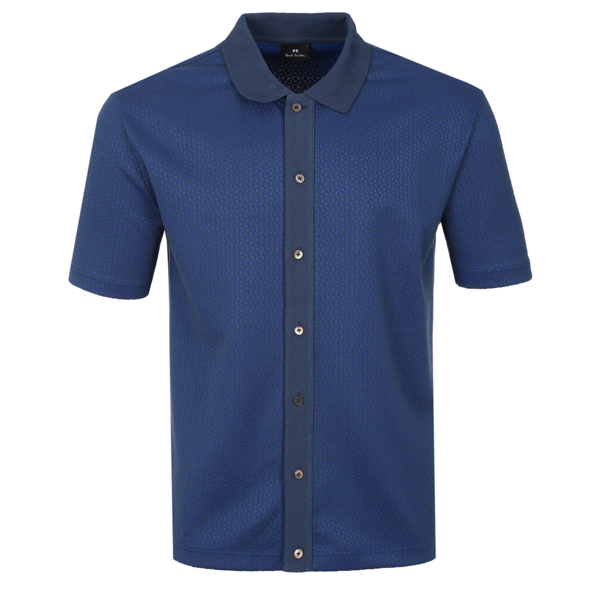 Paul Smith Reg Fit Button Front Polo Shirt in Blue