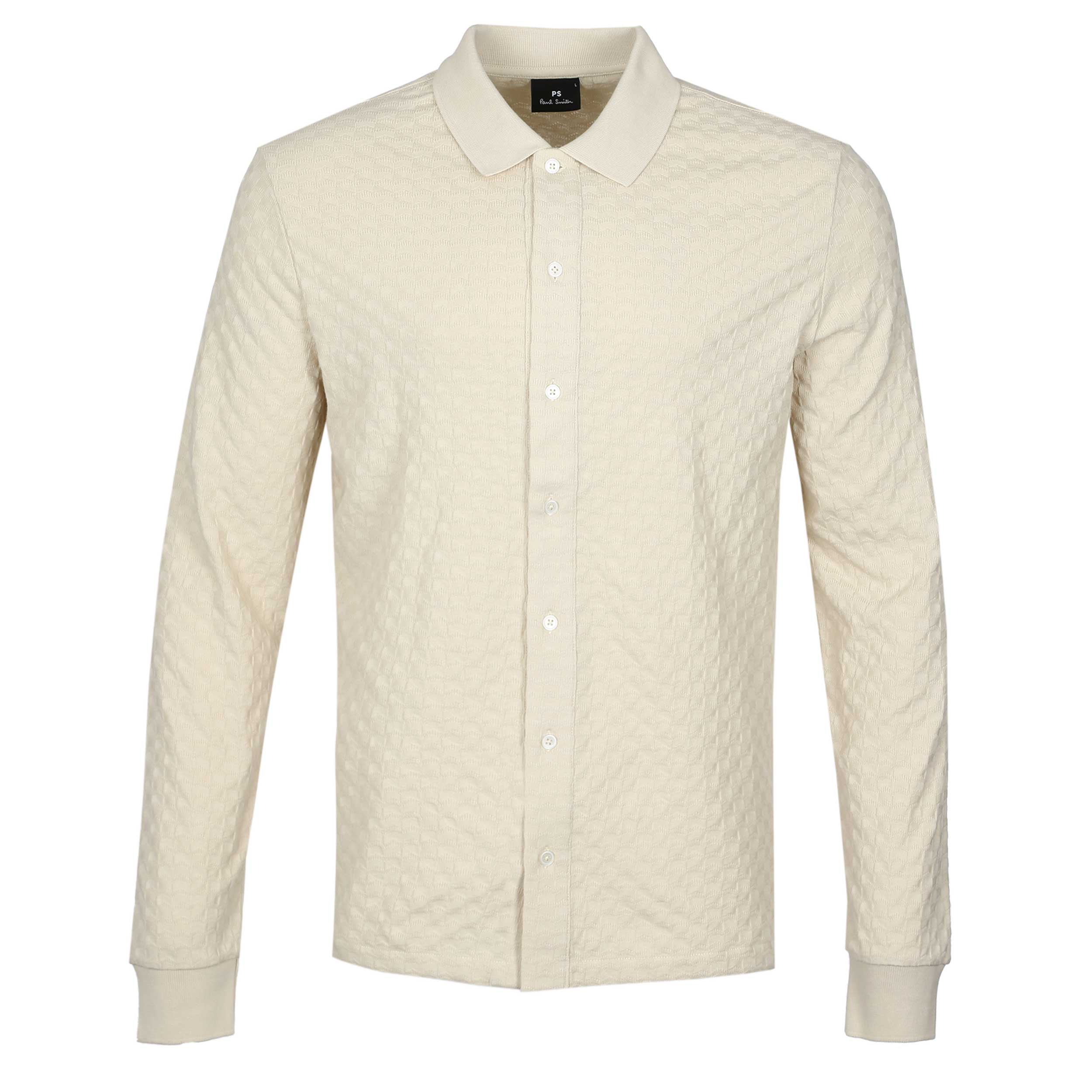 Paul Smith Reg Fit LS Button Front Polo in Cream